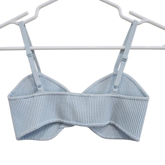 Babaton Light Blue Bralette Top Ribbed Textured Fabric Adjustable Straps Medium - Picture 2 of 3